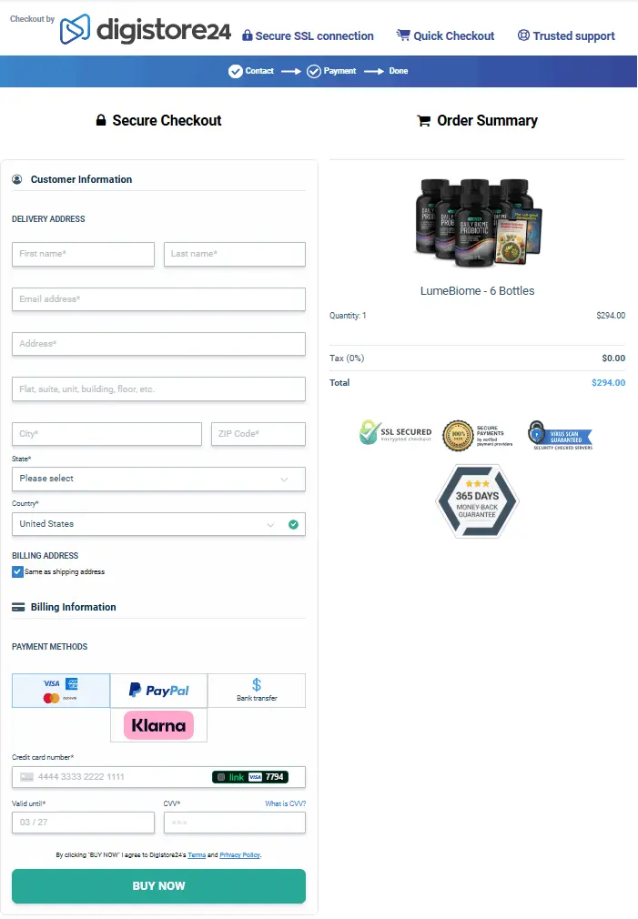LumeBiome - Secure Checkout